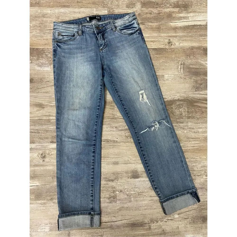 Kut From The Kloth Jeans Catherine Boyfriend Capri Cropped Cuffed Women’s Size 4